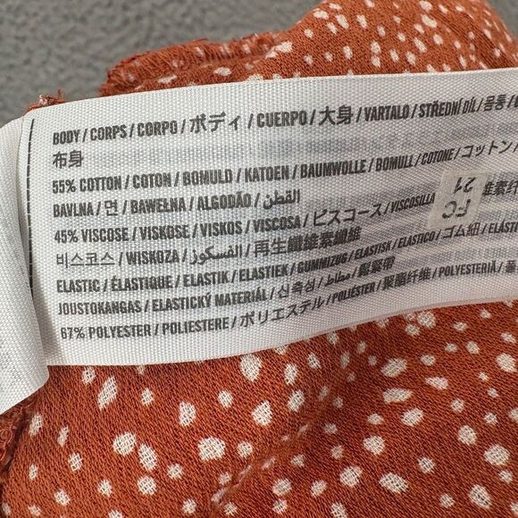 Abercrombie Puff Sleeve Smocked Crop Top Rust Polka Dot XS Boho Cottagecore Y2K - Picture 7 of 8